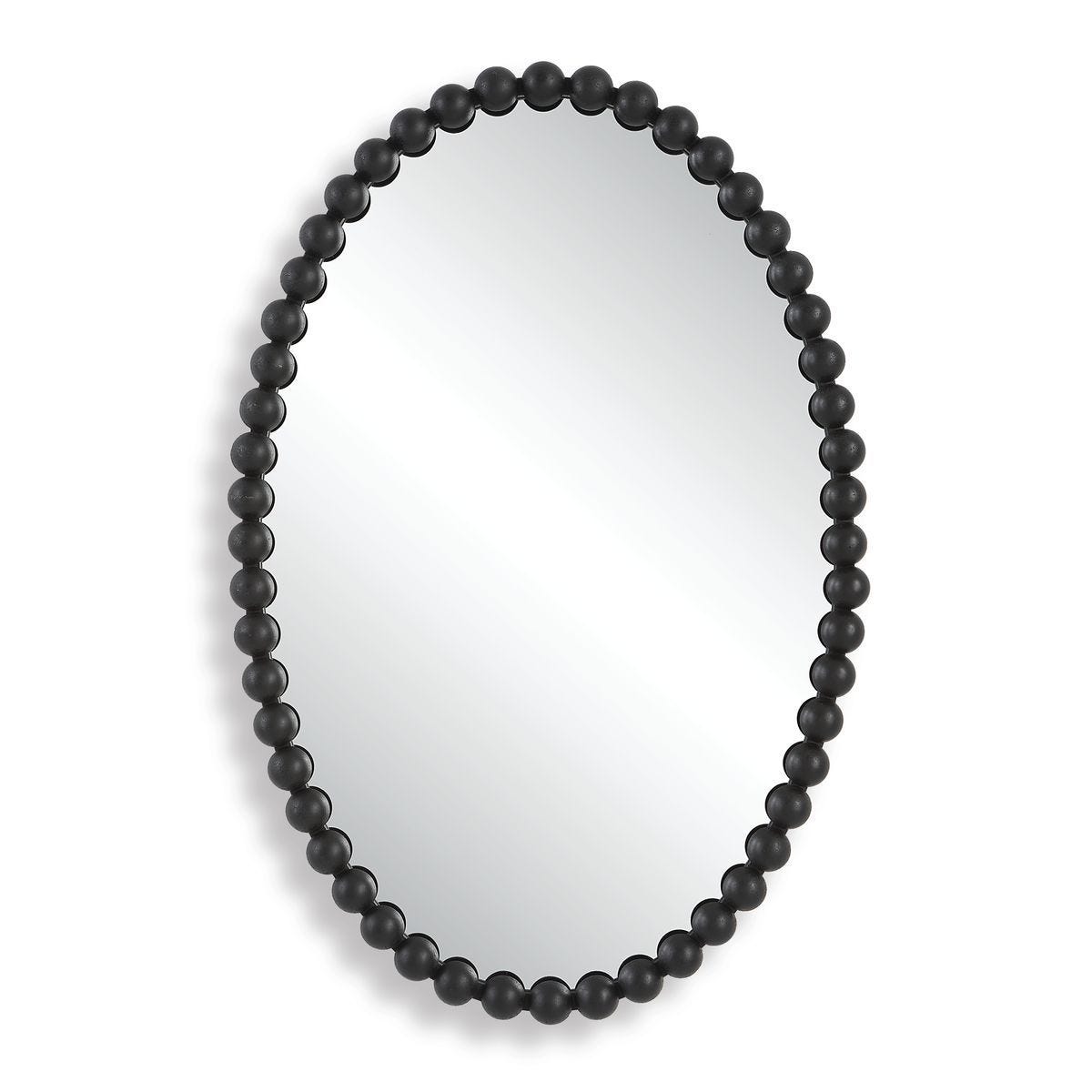 Serna Oval Mirror, Black - perfect for enhancing light and creating a sense of space | Image 1 | InSTYLE Home & Rugs
