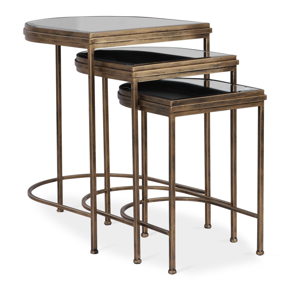 India Nesting Tables, Gold, S/3 - contemporary end table for sofas | Image 1 | InSTYLE Home & Rugs