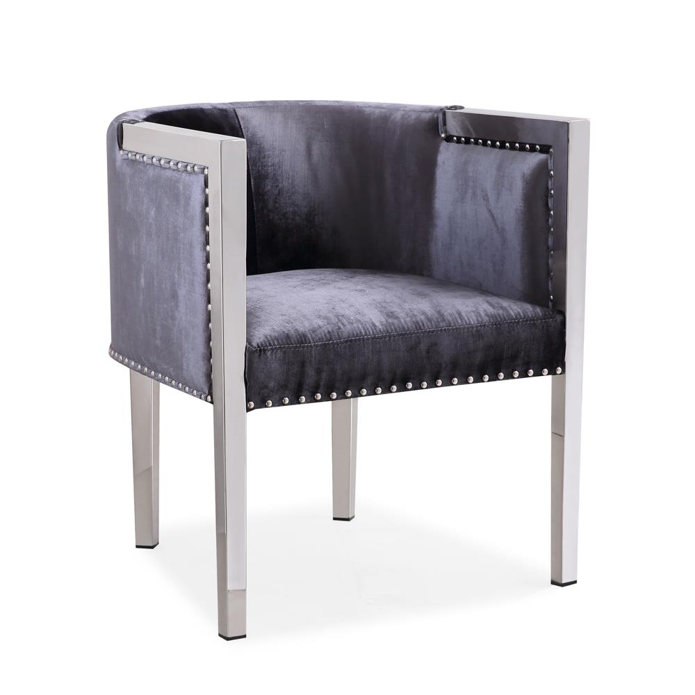 ELVIS Accent Chair GY-AC-7988 Stainless Steel legs Charcoal Velvet - compact accent chair for adding personality to any room | Image 1 | InSTYLE Home & Rugs