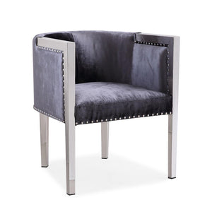 ELVIS Accent Chair GY-AC-7988 Stainless Steel legs Charcoal Velvet - compact accent chair for adding personality to any room | Image 1 | InSTYLE Home & Rugs