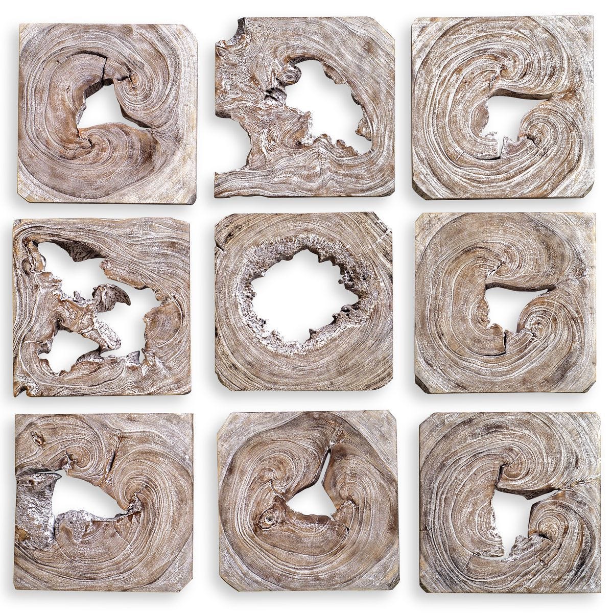 Bahati Wood Wall Decor, Whitewashed, S/9 - transform your walls with stylish wall decor | Image 1 | InSTYLE Home & Rugs