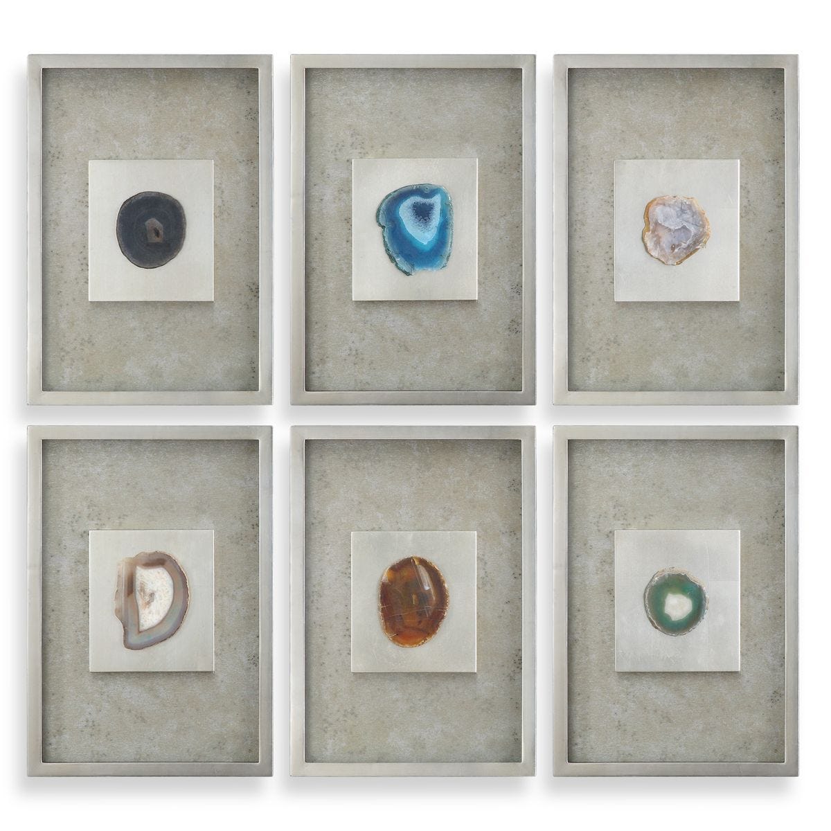 Agate Stone Silver Shadow Box, S/6 - transform your walls with stylish wall decor | Image 1 | InSTYLE Home & Rugs