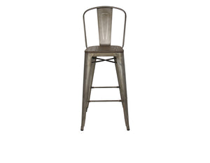 Rochelle Stools with Back and Wood Seat - 16-N1103C | InSTYLE Home & Rugs