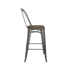 Rochelle Stools with Back and Wood Seat | Image 1 | InSTYLE Home & Rugs