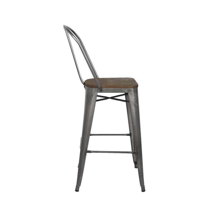 Rochelle Stools with Back and Wood Seat | Image 1 | InSTYLE Home & Rugs