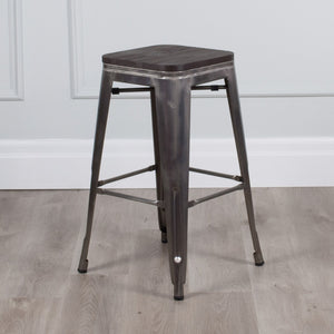 Rochelle Backless Stools with Wood Seat - 16-N1026W-BGM | InSTYLE Home & Rugs