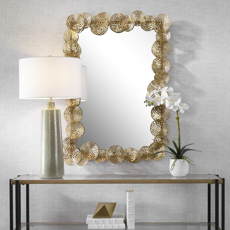 Ripley Mirror, Gold - modern mirror with sleek design for contemporary interiors | Image 1 | InSTYLE Home & Rugs