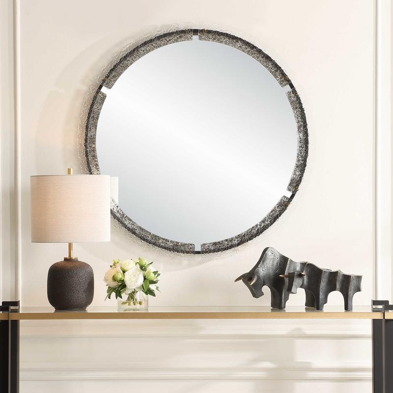 Crystalline Round Mirror - perfect for enhancing light and creating a sense of space | Image 1 | InSTYLE Home & Rugs