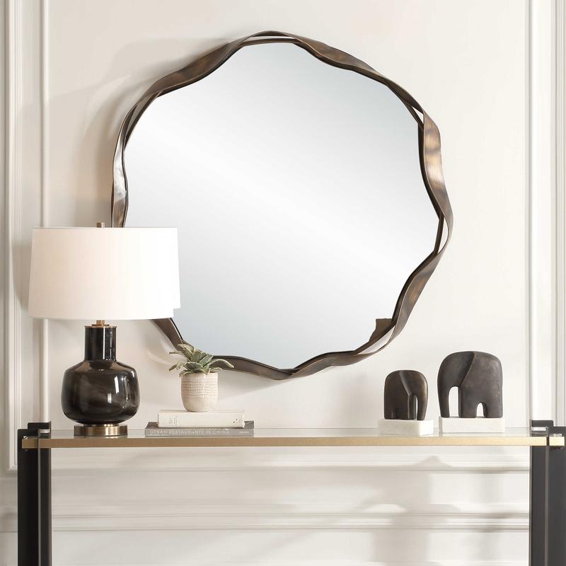 Catch The Wave Round Mirror - elegant and functional accent pieces for any room | Image 1 | InSTYLE Home & Rugs