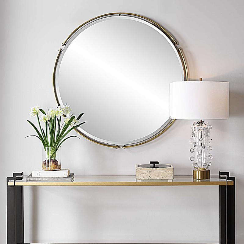 Wesley Round Mirror - perfect for enhancing light and creating a sense of space | Image 1 | InSTYLE Home & Rugs