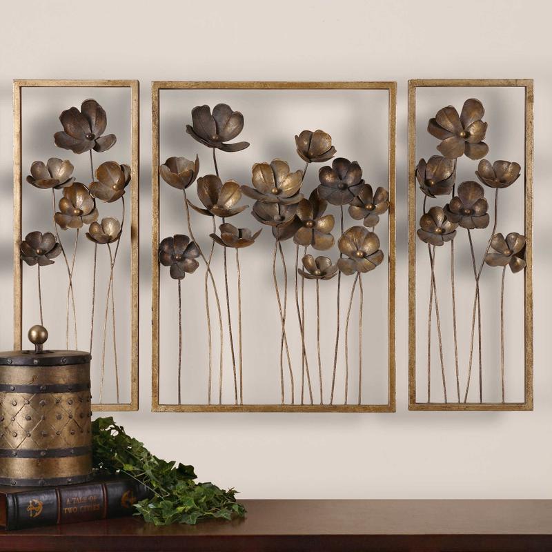Metal Tulips Wall Decor, S/3 - transform your walls with stylish wall decor | Image 1 | InSTYLE Home & Rugs