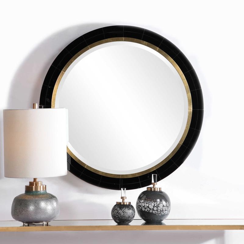 Nayla Round Mirror - modern mirror with sleek design for contemporary interiors | Image 1 | InSTYLE Home & Rugs