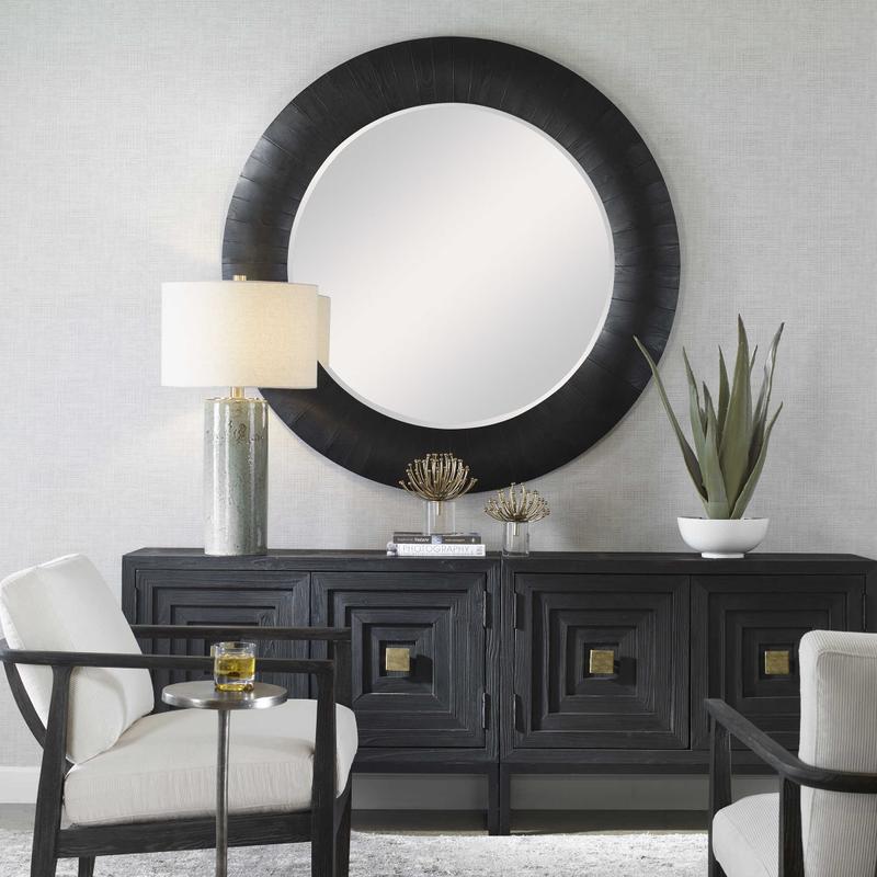 Stockade Round Mirror - elegant mirror for adding style and light to any room | Image 1 | InSTYLE Home & Rugs