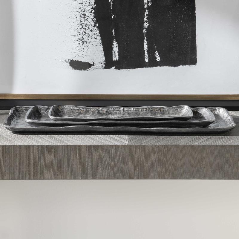 Artisan Trays, Antique Nickel, S/3 - available in various shapes, sizes, and materials | Image 1 | InSTYLE Home & Rugs