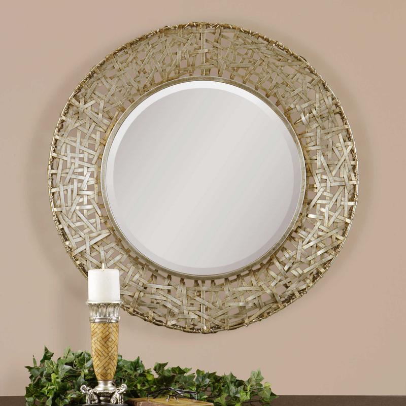 Alita Round Mirror, Champagne - elegant mirror for adding style and light to any room | Image 1 | InSTYLE Home & Rugs