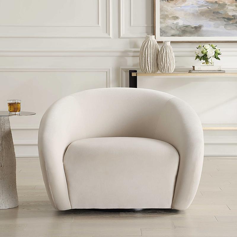 DeSoto Swivel Chair, Cream - variety of styles from classic to contemporary | Image 1 | InSTYLE Home & Rugs