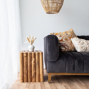 Natura Kotak Square Stool - stylish square stool perfect for small spaces and minimal interiors | Image 2 | InSTYLE Home & Rugs