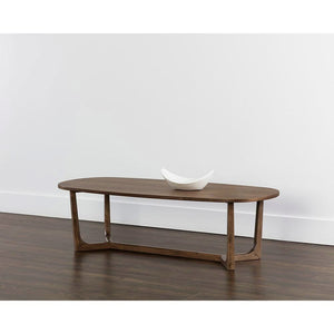 107868-Robinson Wooden coffee table with a white bowl on a plain white wall background