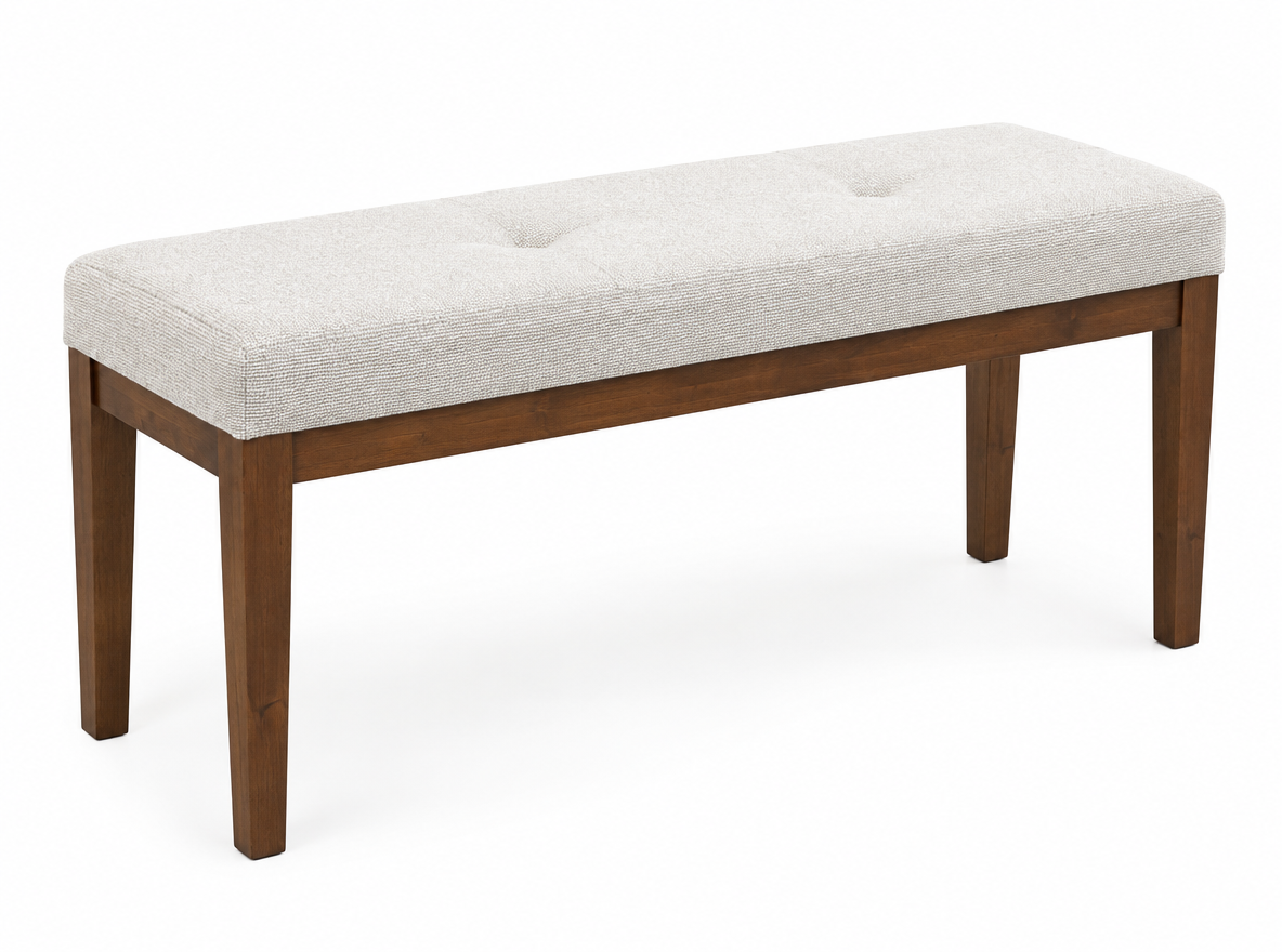 Venus Tufted Wood Bench Beige linen fabric - perfect for entryways or patios | Image 1 | InSTYLE Home & Rugs
