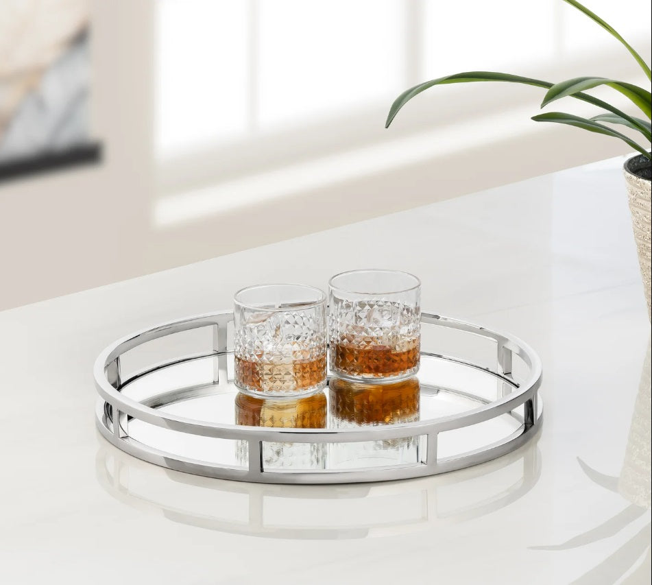 Round Stainless Steel Mirror Tray - available in various shapes, sizes, and materials | Image 2 | InSTYLE Home & Rugs