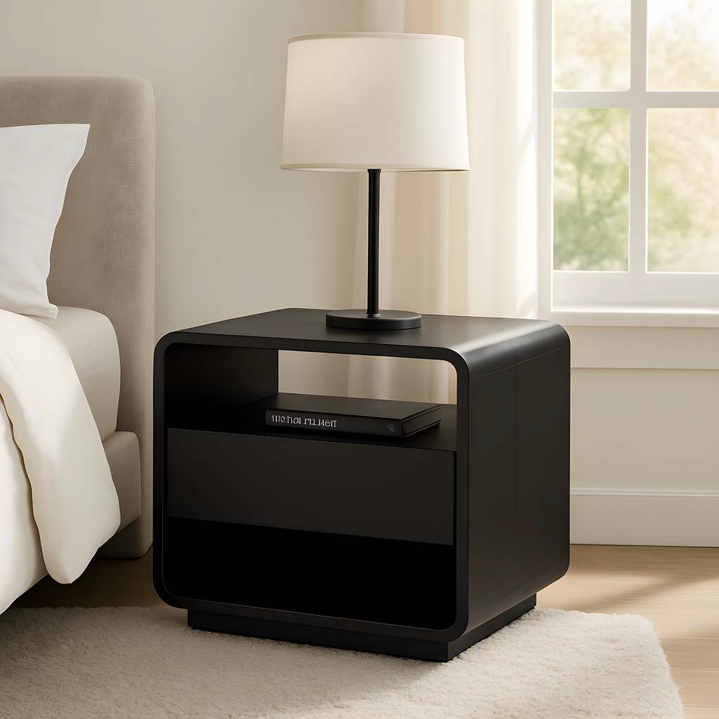 Modella Night Stand GY-NS-0419 Black Wood Finish - | Image 1 | InSTYLE Home & Rugs