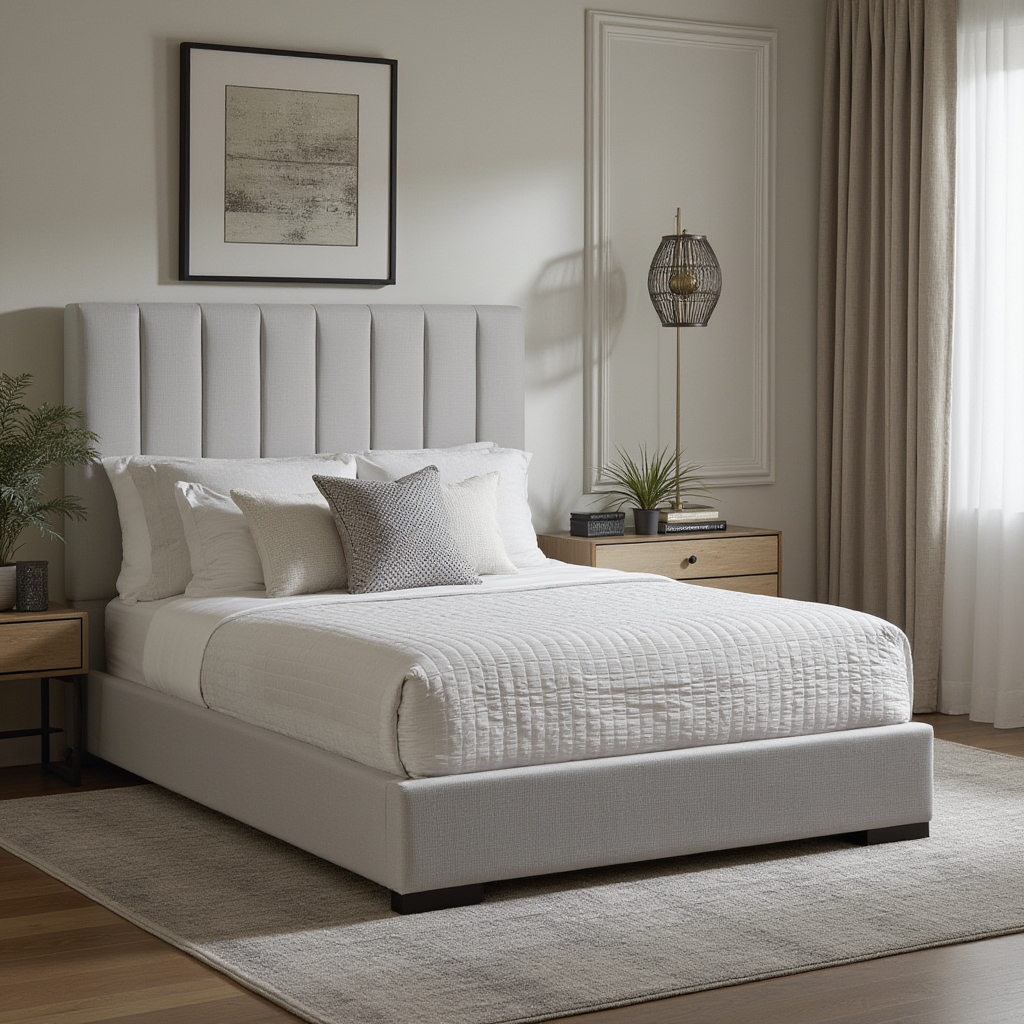 CHANNEL BED GY-BED-299K KING Size Grey linen - stylish beds for any bedroom | Image 1 | InSTYLE Home & Rugs