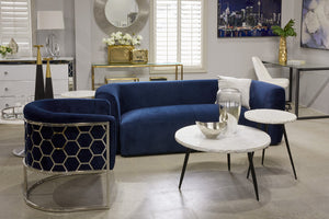 VERONA Sofa Ink Blue Velvet - modern blue sofa | Image 3 | InSTYLE Home & Rugs