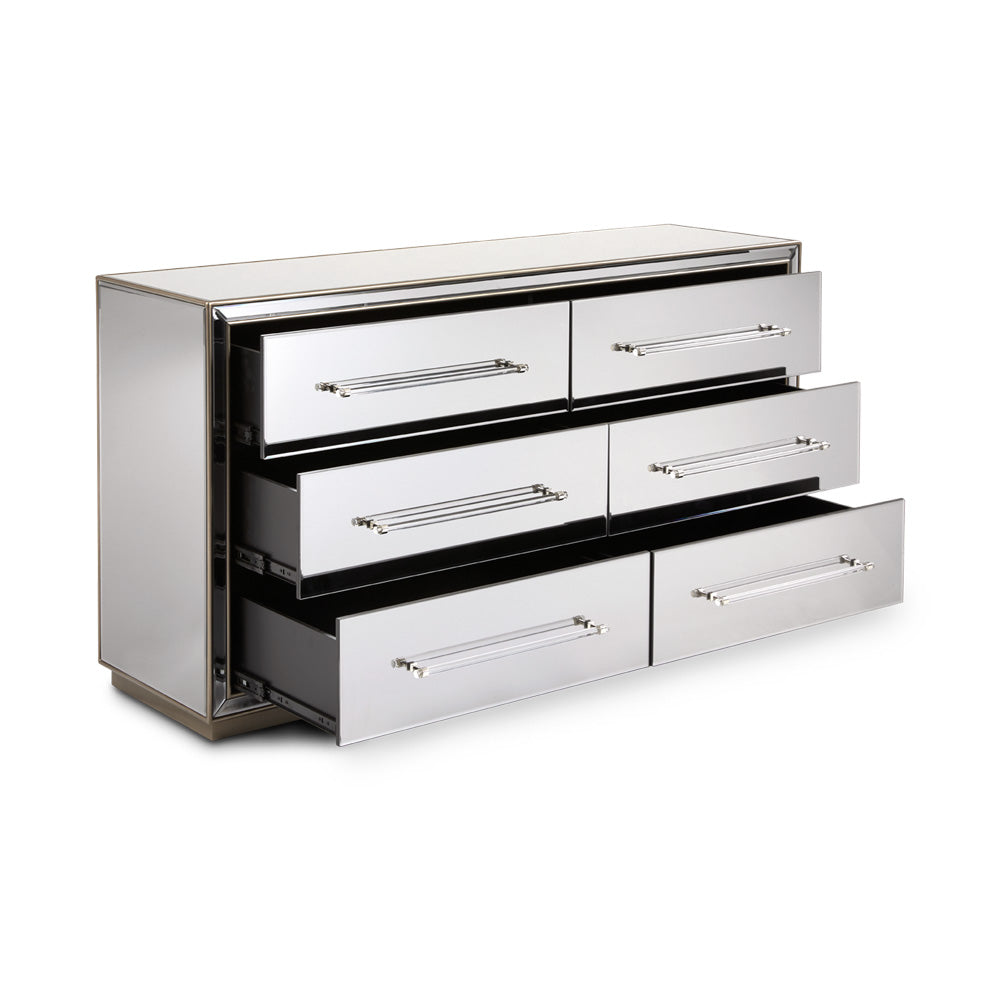 Mirrored 6-drawer Chest - durable drawer with smooth glide mechanism for daily use | Image 2 | InSTYLE Home & Rugs