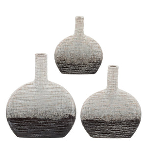 16020-03 2 tone vase textured oval beige
