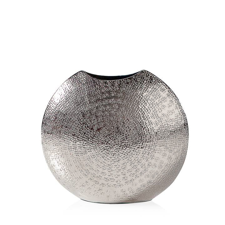 Tiber Hammered Pinched Round Vase Short - elegant vase for adding a touch of style to any room | Image 1 | InSTYLE Home & Rugs