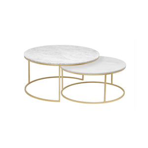 AMELIA Nesting Coffee Tables (set of 2) Marble top Gold - modern gold coffee table | Image 1 | InSTYLE Home & Rugs