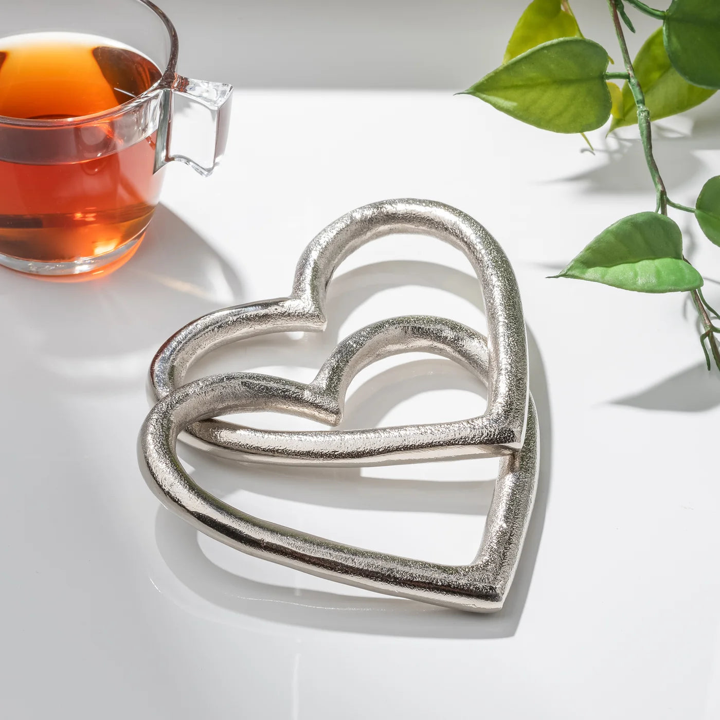 Chain 2 Linked Hearts Aluminum Decor Sculpture - modern home decor for a fresh and inviting space | Image 2 | InSTYLE Home & Rugs