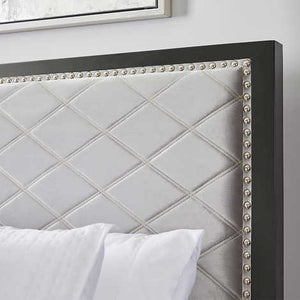 Diamond Grey Velvet Upholstered Bed - luxurious beds for modern homes | Image 4 | InSTYLE Home & Rugs