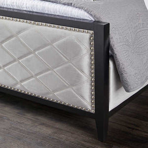 Diamond Grey Velvet Upholstered Bed - luxurious beds for modern homes | Image 3 | InSTYLE Home & Rugs