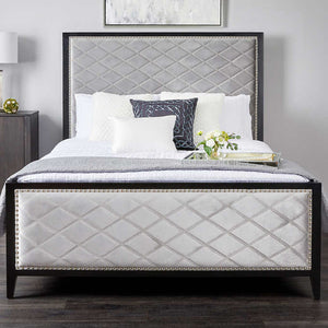 Diamond Grey Velvet Upholstered Bed - luxurious beds for modern homes | Image 2 | InSTYLE Home & Rugs