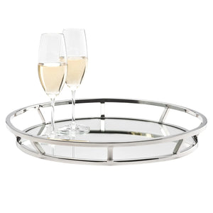 Lux Flared Round 16.5" Stainless Steel Mirror Tray - stylish tray to organize and display your favorite items | Image 3 | InSTYLE Home & Rugs