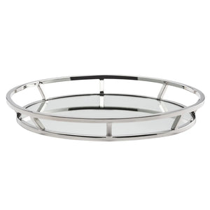 Lux Flared Round 16.5" Stainless Steel Mirror Tray - stylish tray to organize and display your favorite items | Image 1 | InSTYLE Home & Rugs