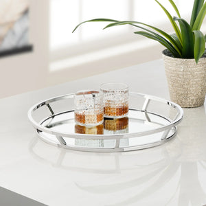 Lux Flared Round 16.5" Stainless Steel Mirror Tray - stylish tray to organize and display your favorite items | Image 4 | InSTYLE Home & Rugs