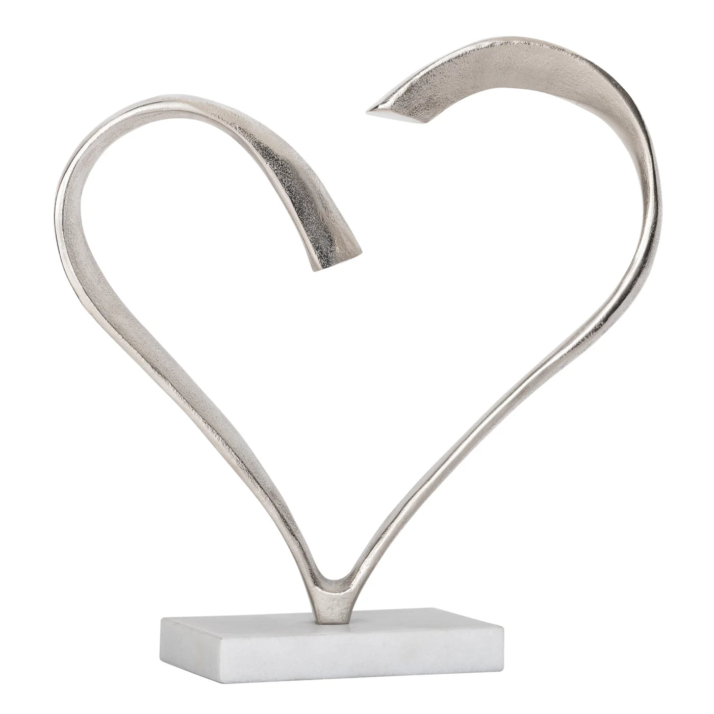 Ribbon Heart 15h" Aluminum Decor Sculpture On Marble Base - stylish decor pieces to elevate any room’s ambiance | Image 1 | InSTYLE Home & Rugs