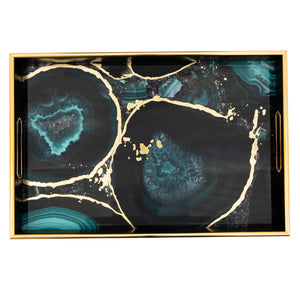 Savoy Gold Trim 2 Piece Rectangle Tray Set - stylish tray to organize and display your favorite items | Image 3 | InSTYLE Home & Rugs