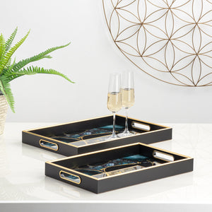 Savoy Gold Trim 2 Piece Rectangle Tray Set - stylish tray to organize and display your favorite items | Image 4 | InSTYLE Home & Rugs