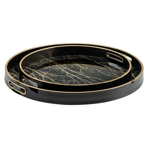 Savoy Gold Trim 2 Piece Round Tray Set - perfect for serving or as a decorative centerpiece | Image 3 | InSTYLE Home & Rugs