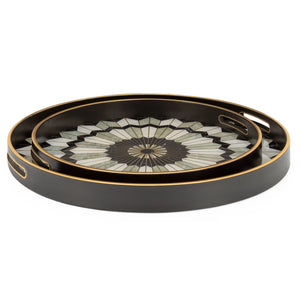 Savoy Gold Trim 2 Piece Round Tray Set - stylish tray to organize and display your favorite items | Image 4 | InSTYLE Home & Rugs