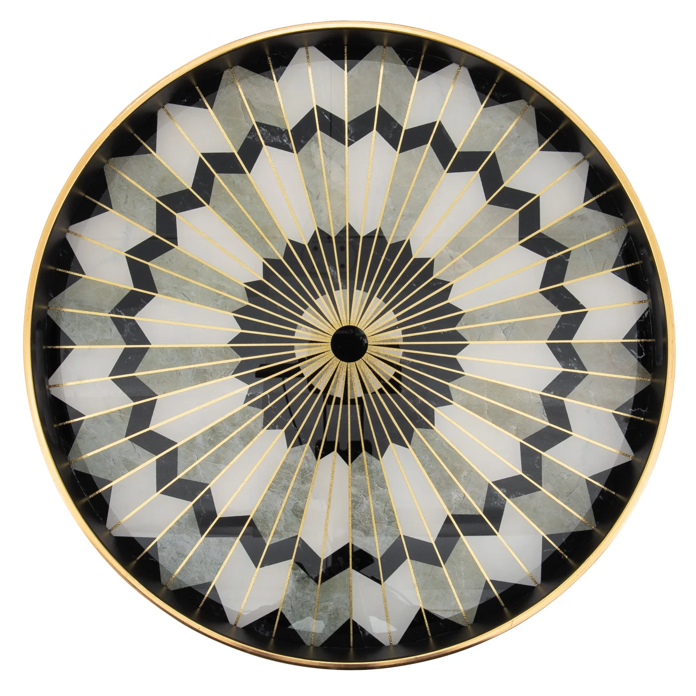 Savoy Gold Trim 2 Piece Round Tray Set - stylish tray to organize and display your favorite items | Image 2 | InSTYLE Home & Rugs