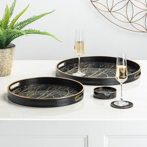 Savoy Gold Trim 4 Piece Round Coaster Set - modern accessories for a personalized living space | Image 4 | InSTYLE Home & Rugs