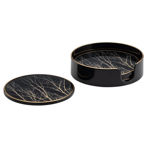 Savoy Gold Trim 4 Piece Round Coaster Set - modern accessories for a personalized living space | Image 1 | InSTYLE Home & Rugs