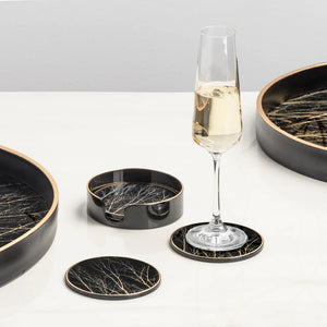 Savoy Gold Trim 4 Piece Round Coaster Set - modern accessories for a personalized living space | Image 2 | InSTYLE Home & Rugs