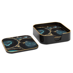 Savoy Gold Trim 4 Piece Square Coaster Set - modern accessories for a personalized living space | Image 1 | InSTYLE Home & Rugs