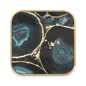 Savoy Gold Trim 4 Piece Square Coaster Set - modern accessories for a personalized living space | Image 4 | InSTYLE Home & Rugs