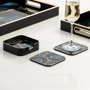 Savoy Gold Trim 4 Piece Square Coaster Set - modern accessories for a personalized living space | Image 2 | InSTYLE Home & Rugs